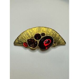 Red And Yellow Stone Givenchy Brooch